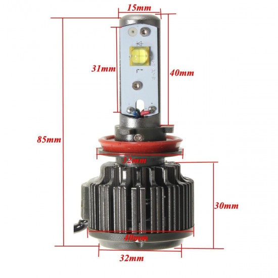 Pair 60W LED Headlight Lamp H11 H9 H8 7200LM 6000K with Wire Pair 60W LED Headlight Lamp H11 H9 H8 7200LM 6000K with Wire