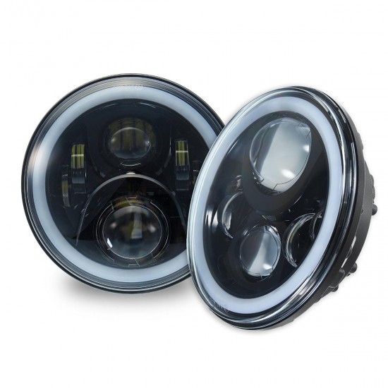 Pair 7 Inch 19 RGB LED Car Headlights IP67 Built-in Lamp Automatic Change Halo Angel Eyes for the Jeep Wrangler Landrover Defender Hummer Pair 7 Inch 19 RGB LED Car Headlights IP67 Built-in Lamp Automatic Change Halo Angel Eyes for the Jeep Wrangler Landrover Defender Hummer