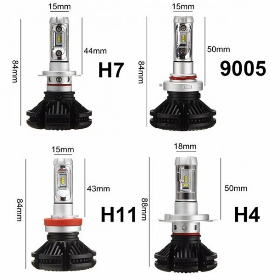 Pair DC9-36V H4 H7 H11 9005 Car Headlight Kit 6000LM IP67 Bulb