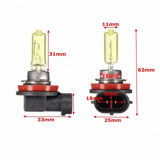 Pair H11 Xenon HaloHID Brightness Class Lights Bulbs Golden Yellow 1200LM