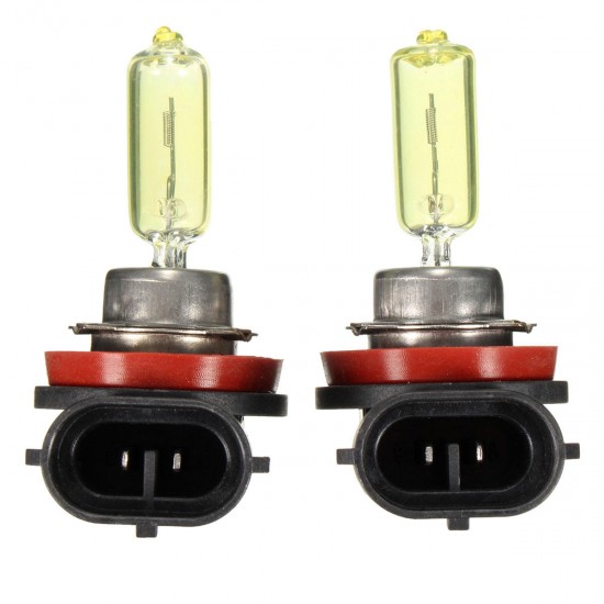 Pair H11 Xenon HaloHID Brightness Class Lights Bulbs Golden Yellow 1200LM