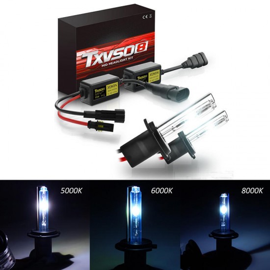 H7 Car HID Xenon Headlights Bulbs Conversion KIT 55W DC 9-16V 5500LM 5000K/6000K/8000K IP68 2Pcs