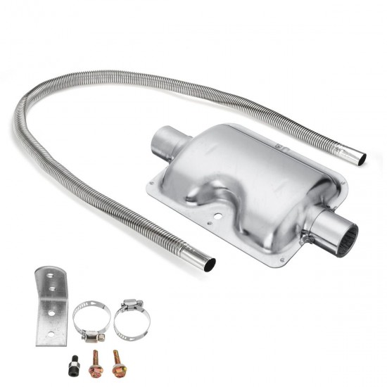 100cm Stainless Steel Exhaust Muffler Pipe + 24mm Silencer Muffle Car Parking Air Diesel Heater