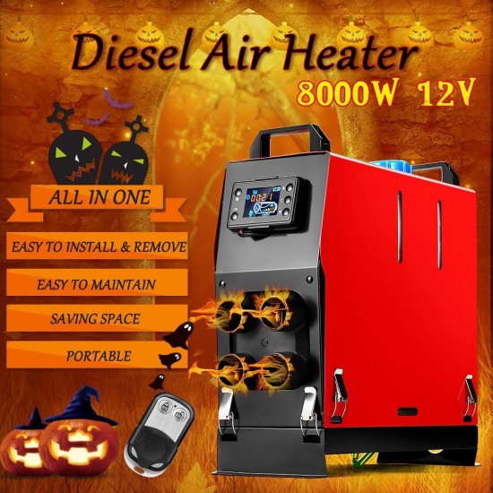 12V 8000W Diesel Air Heater All in One Fuel Air Parking Warmer with LCD Switch Remote For Bus Truck Boat Van