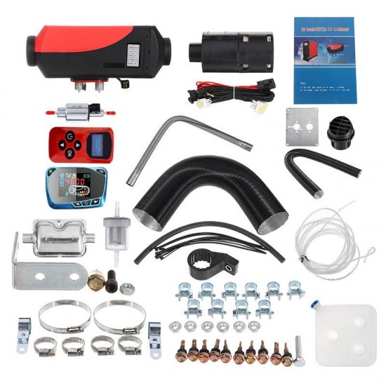 12V 8KW Parking Diesel Air Heater Kit Blue Liquid Crystal 2 Outlet