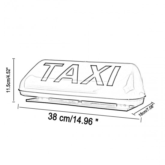 38cm Universal TAXI Cab Roof Sign Top Topper Waterproof Car Magnetic Sign Lamp Light Shell