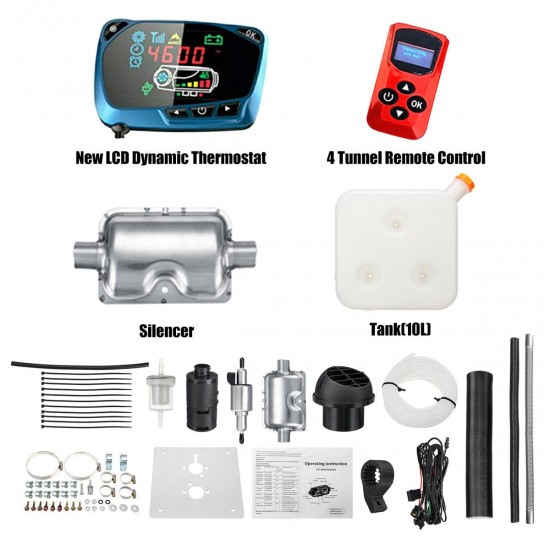5KW12V Diesel Air Heater Upgrade LCD Thermostat Parking Heater Warming Equipment Set 5KW12V Diesel Air Heater Upgrade LCD Thermostat Parking Heater Warming Equipment Set
