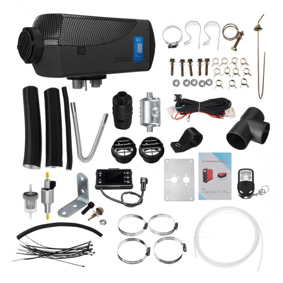 8KW 12V LCD Four-button Remote Control + Silencer Double Tube + Three-way Car Heater 8KW 12V LCD Four-button Remote Control + Silencer Double Tube + Three-way Car Heater