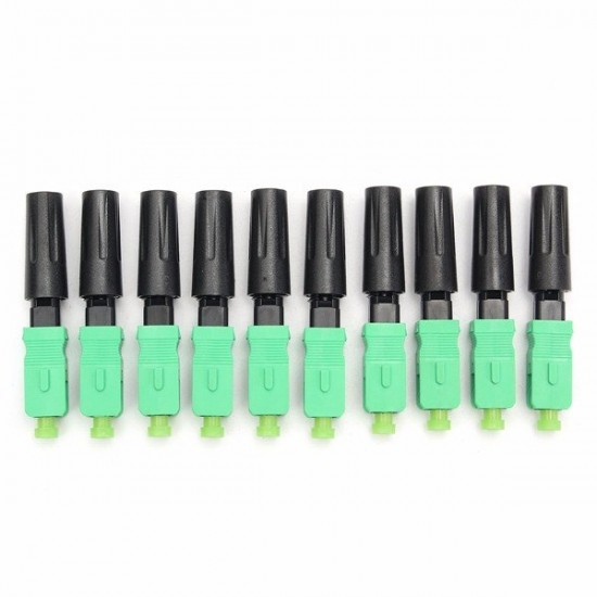 10pcs Green Ftth Embedded Quick Connector SC/APC Covered Wire Fiber Optic Connector APC 10pcs Green Ftth Embedded Quick Connector SC/APC Covered Wire Fiber Optic Connector APC