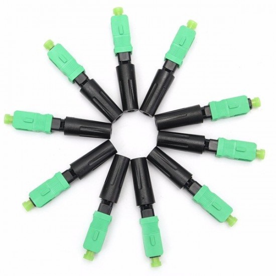 10pcs Green Ftth Embedded Quick Connector SC/APC Covered Wire Fiber Optic Connector APC 10pcs Green Ftth Embedded Quick Connector SC/APC Covered Wire Fiber Optic Connector APC