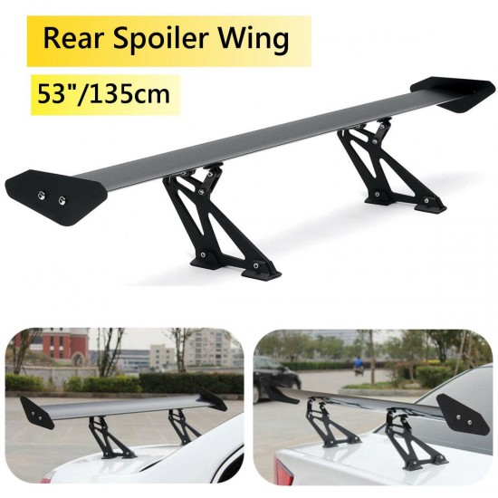 135cm Universal Racing Sports Car Rear Tail Trunk Racing Wing Spoiler Aluminum Black Adjustable GT Double Row