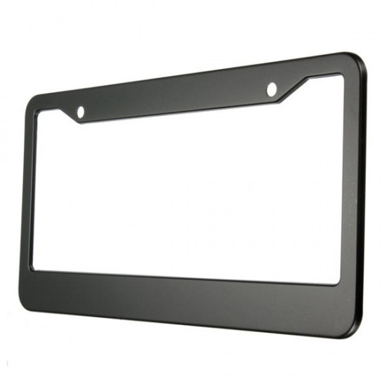 2 Pcs Black Metal Stainless Steel License Plate Frames With Screw Caps Tag Cover