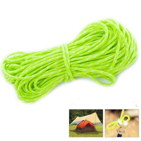 20M Green Reflective Car Luggage Rop Camping Tent Rope Guy Line Camping Cord Paracord