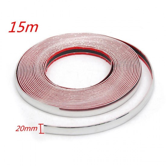 20mmX15m Chrome Universal Car Decor Trim Scratch Resistant Bar Molding Adhesive Strip