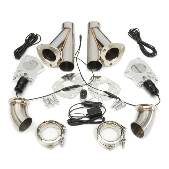 2.5 Inch 6.3mm Dual Electric Exhaust Muffler Valve System Cutout Pipe Kit with Remote Control Stainless Steel 2.5 Inch 6.3mm Dual Electric Exhaust Muffler Valve System Cutout Pipe Kit with Remote Control Stainless Steel