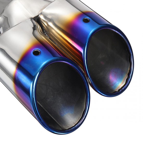 2.5 Inch Blue Car Burnt Dual Exhaust Pipes Polished Stainless Steel 2.5 Inch Blue Car Burnt Dual Exhaust Pipes Polished Stainless Steel
