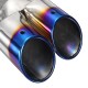 2.5 Inch Blue Car Burnt Dual Exhaust Pipes Polished Stainless Steel