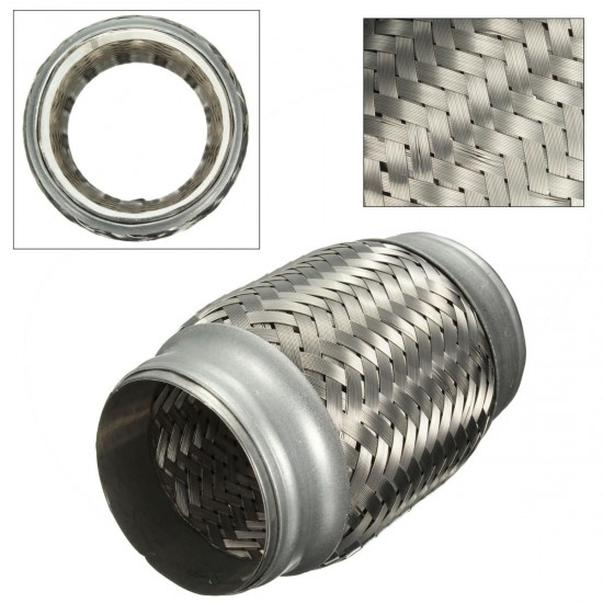 2.5x5 Inch Car Stainless Steel Exhaust Pipes Double Braided Flex Connector Adaptor