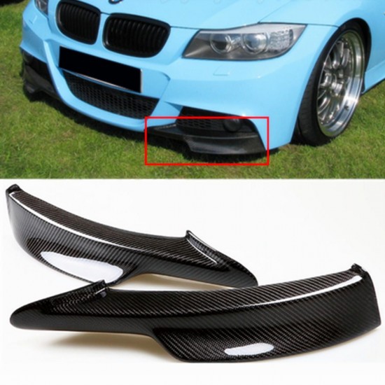 2PCS Carbon Fiber Board Front Bumper Splitter Lip for BMW E90 335i 328i LCI M-Tech Bumper