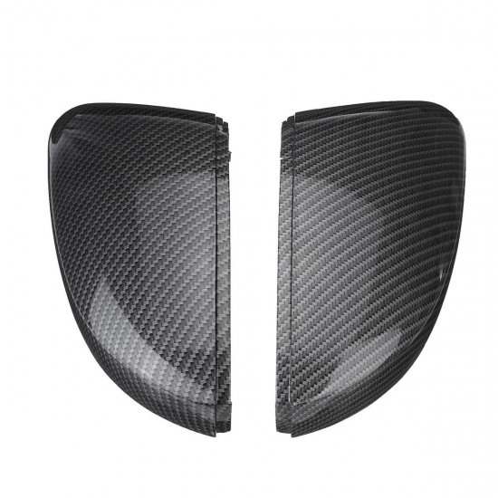 2Pcs Carbon Fiber Door Wing Caps Rearview Mirror Covers For VW Polo 6R 6C 2010-2017