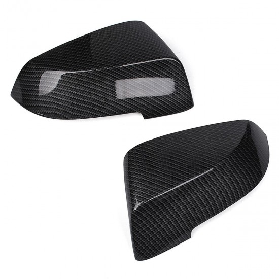 2Pcs Carbon Fiber Side Wing Rear View Mirror Covers Caps For BMW F10 F11 2014-2017