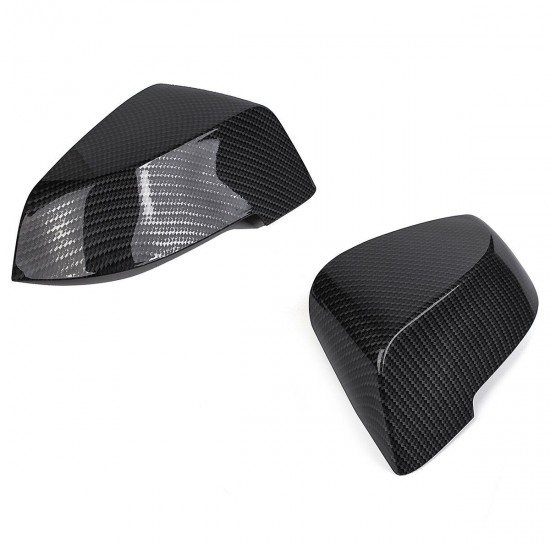 2Pcs Carbon Fiber Side Wing Rear View Mirror Covers Caps For BMW F10 F11 2014-2017