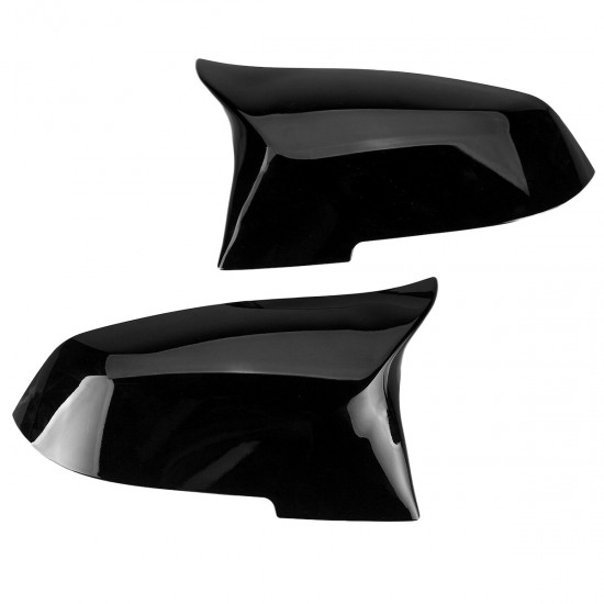 2Pcs Gloss Black Car Rear View Mirror Cover Cap For BMW F20 F21 F22 F30 F32 F36 X1 F87 M3