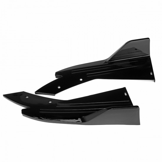 2Pcs Universal Anti-Scratch Car Rear Bumper Lip Wrap Angle Splitters Glossy Black
