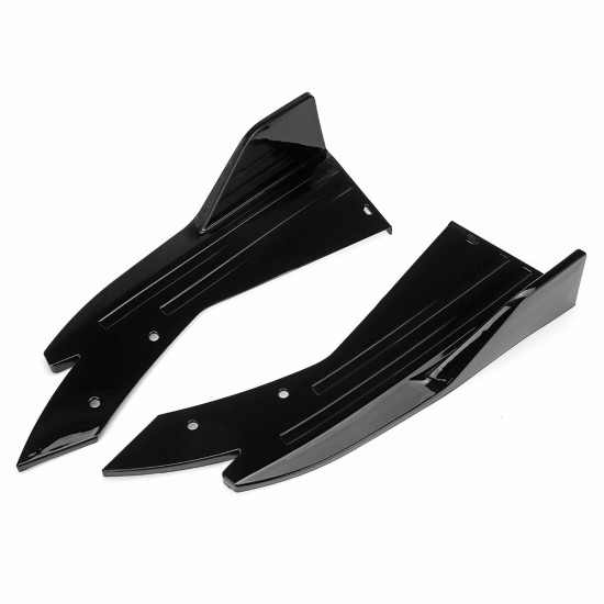 2Pcs Universal Anti-Scratch Car Rear Bumper Lip Wrap Angle Splitters Glossy Black