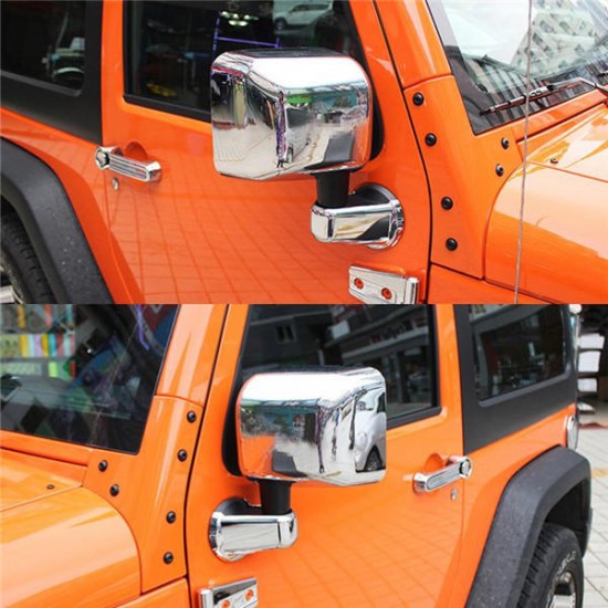 2pcs Chrome Car Rear View Mirrors Shell Trims for Jeep Wrangler JK 07-16 2pcs Chrome Car Rear View Mirrors Shell Trims for Jeep Wrangler JK 07-16