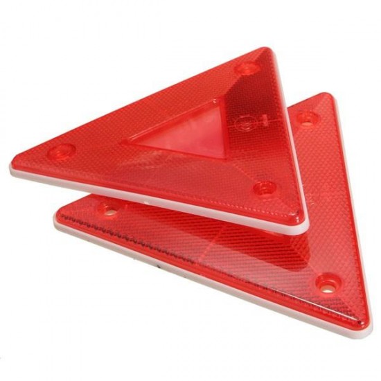 2pcs Triangular Side Red Reflectors For Car Truck Van Trailers Caravans Lorry Bus