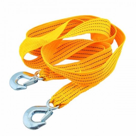 3M 3T Nylon Car Tow Rope Traction with Steel Hook Emergency Car Tool with Phosphor Strip