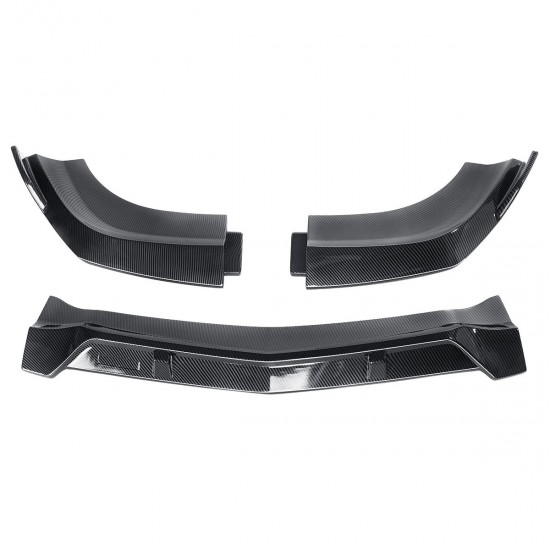 3PCS Carbon Fiber Color Front Bumper Lip Spoiler Cover Trim For Mercedes-Benz W204 2008-2014