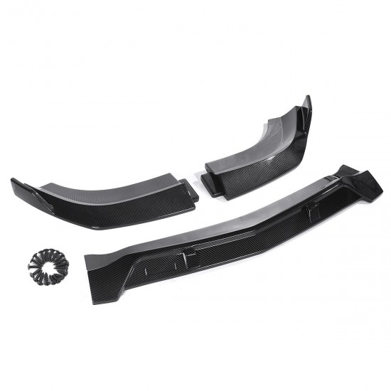 3PCS Carbon Fiber Color Front Bumper Lip Spoiler Cover Trim For Mercedes-Benz W204 2008-2014