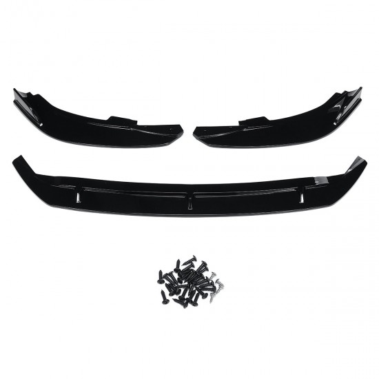 3Pcs Car Glossy Black Front Bumper Lip Spoiler Cover Trim 3PCS For Ford Focus 2019