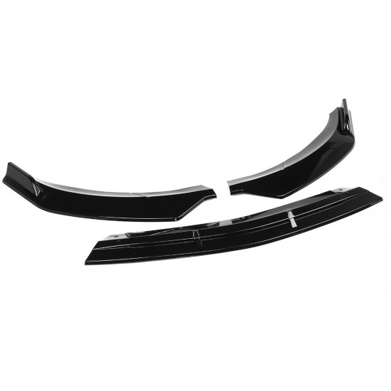 3Pcs Glossy Black Front Bumper Protector Lip Spoiler Covers Trim For Mercedes Benz CLA-Class W117 2016-2020