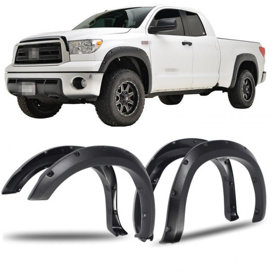4PCS Front+Rear Wheel Fender Flares with Pocket Rivet Black For Toyota Tundra 2007-2013 4PCS Front+Rear Wheel Fender Flares with Pocket Rivet Black For Toyota Tundra 2007-2013