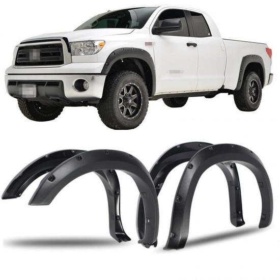 4PCS Front+Rear Wheel Fender Flares with Pocket Rivet Black For Toyota Tundra 2007-2013