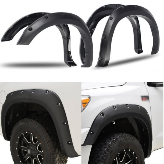 4PCS Front+Rear Wheel Fender Flares with Pocket Rivet Black For Toyota Tundra 2007-2013