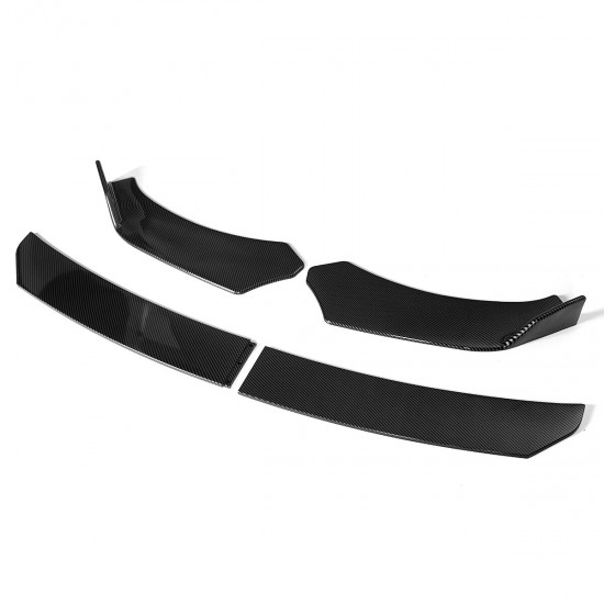 4Pcs Car Universal Bumper Carbon Fiber Look Front Lip Chin Bumper Body Kits