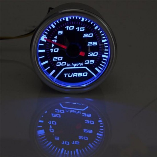 52mm Universal Blue LED Pointer Boost Gauge Meter PSI Smoke Tint Len