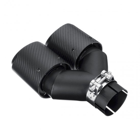 63MM Universal Real Carbon Fiber Matte Black Exhaust Muffler Tip End Tail Pipe