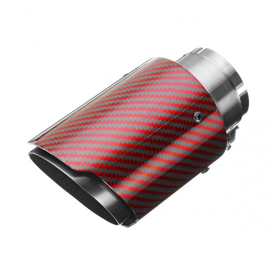 63MM Universal Real Glossy Carbon Fiber Red Exhaust Muffler Tip End Tail Pipe