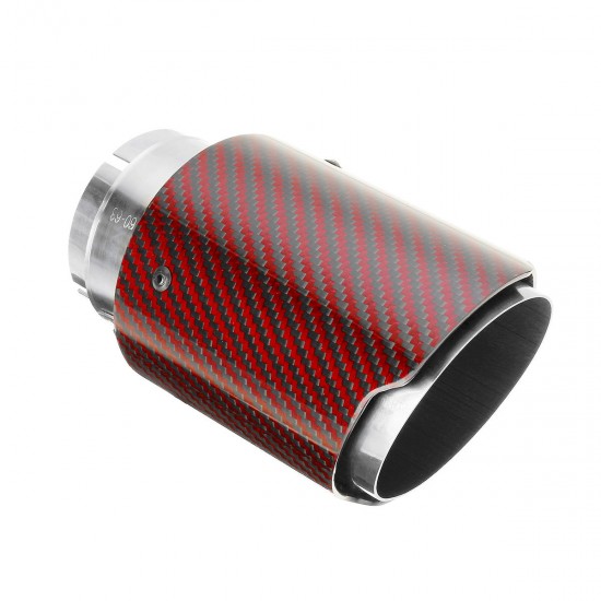 63MM Universal Real Glossy Carbon Fiber Red Exhaust Muffler Tip End Tail Pipe 63MM Universal Real Glossy Carbon Fiber Red Exhaust Muffler Tip End Tail Pipe
