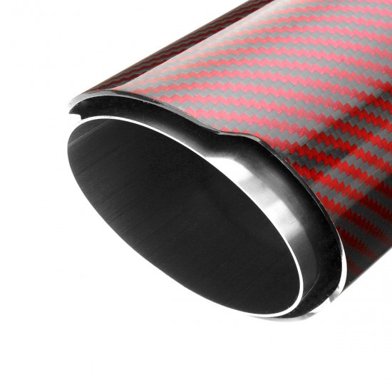 63MM Universal Real Glossy Carbon Fiber Red Exhaust Muffler Tip End Tail Pipe