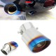 63mm Inlet Car Exhaust Muffler Tip Pipe Stainless Steel Chrome Grilled Blue 63mm Inlet Car Exhaust Muffler Tip Pipe Stainless Steel Chrome Grilled Blue