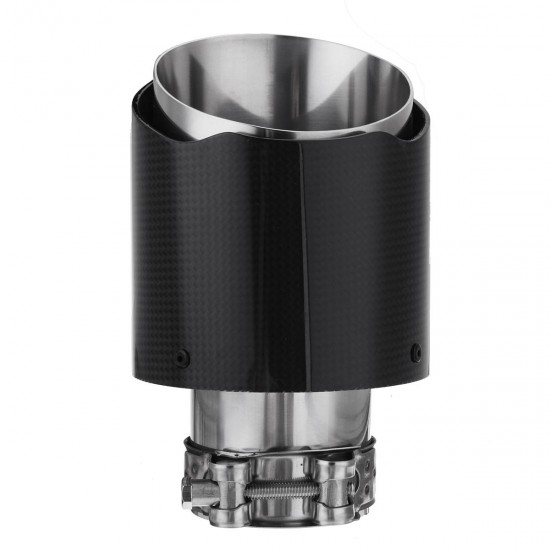 63mm Inlet Universal Glossy Carbon Fiber Car Exhaust Pipe Tail Muffler End Tip 63mm Inlet Universal Glossy Carbon Fiber Car Exhaust Pipe Tail Muffler End Tip