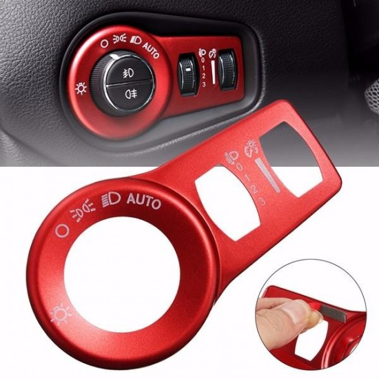 Aluminum Red Fog Headlight Button Switch Trim Cover Decor Frame Decoration For Jeep Cherokee 15+ Aluminum Red Fog Headlight Button Switch Trim Cover Decor Frame Decoration For Jeep Cherokee 15+