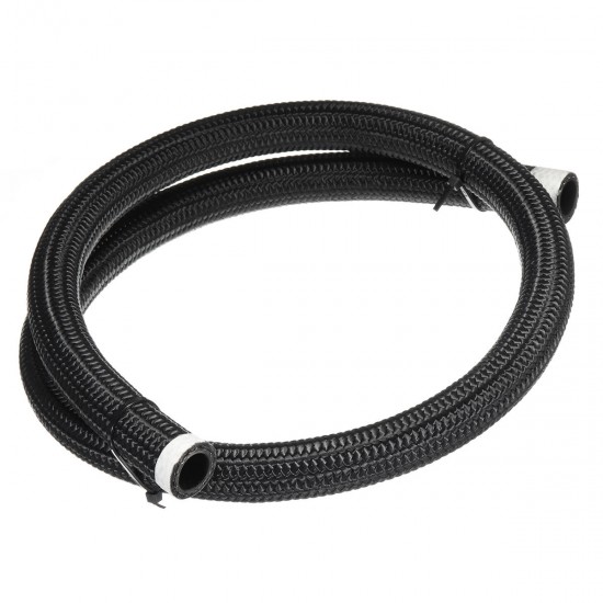 Black Nylon Stainless Steel Braided Pipe Gas Oil Fuel Coolant Hose 10-AN AN10 1M