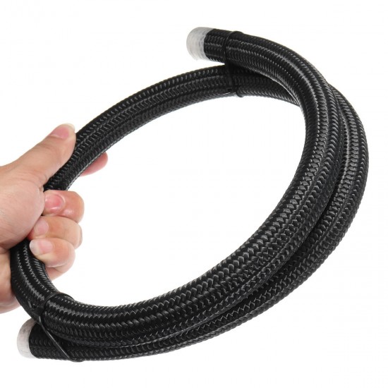 Black Nylon Stainless Steel Braided Pipe Gas Oil Fuel Coolant Hose 10-AN AN10 1M